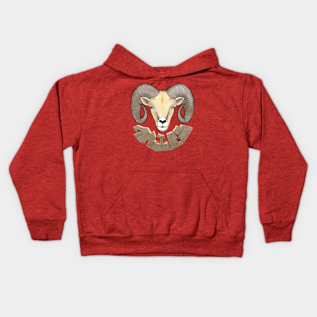 Front and Back Aries The Ram Kids Hoodie by NochTec